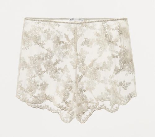 Organza-Shorts mit Stickerei
