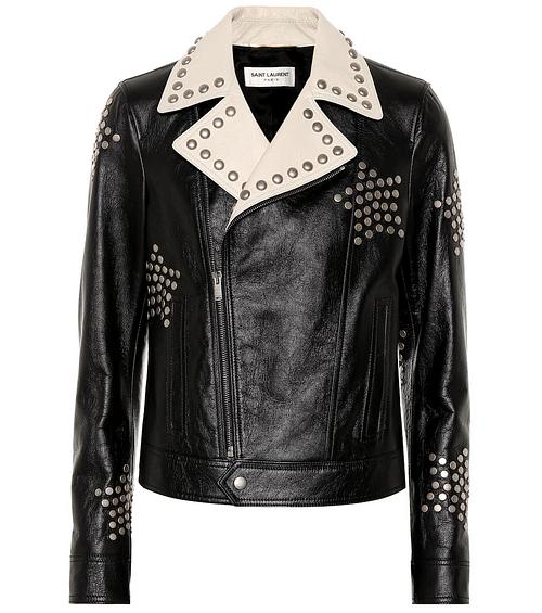 Saint Laurent Lederjacke Nieten