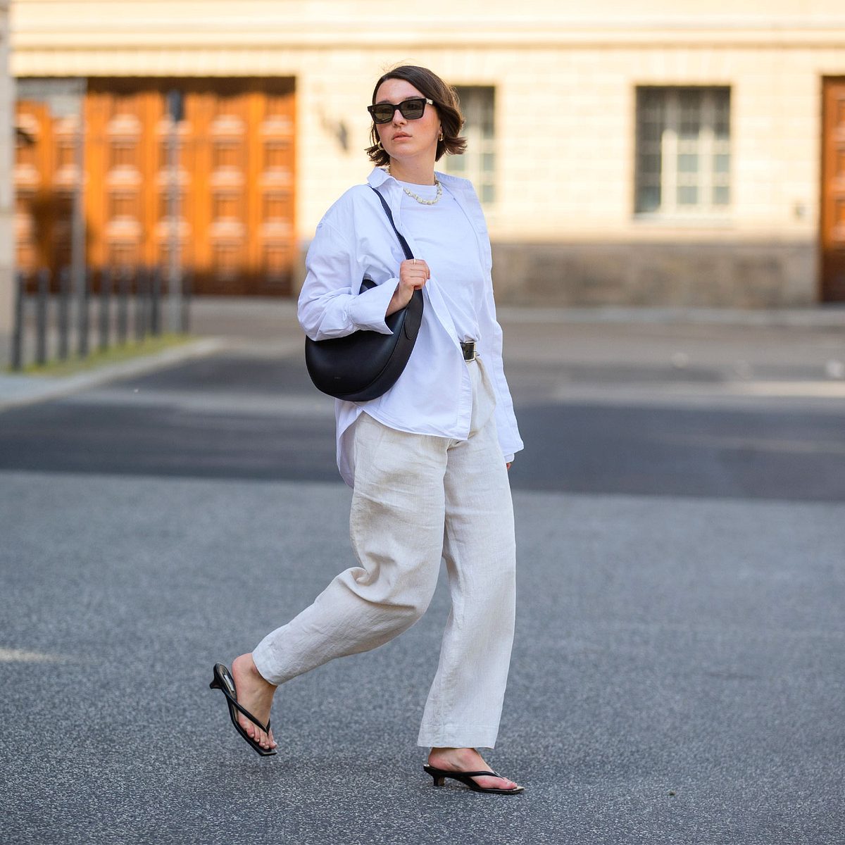 Street Style in Leinenhose