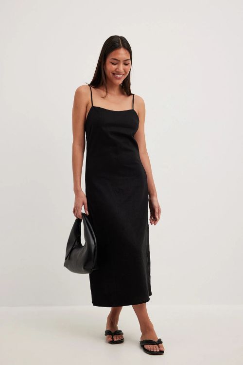 Spaghettiträgerkleid aus Leinenmischung